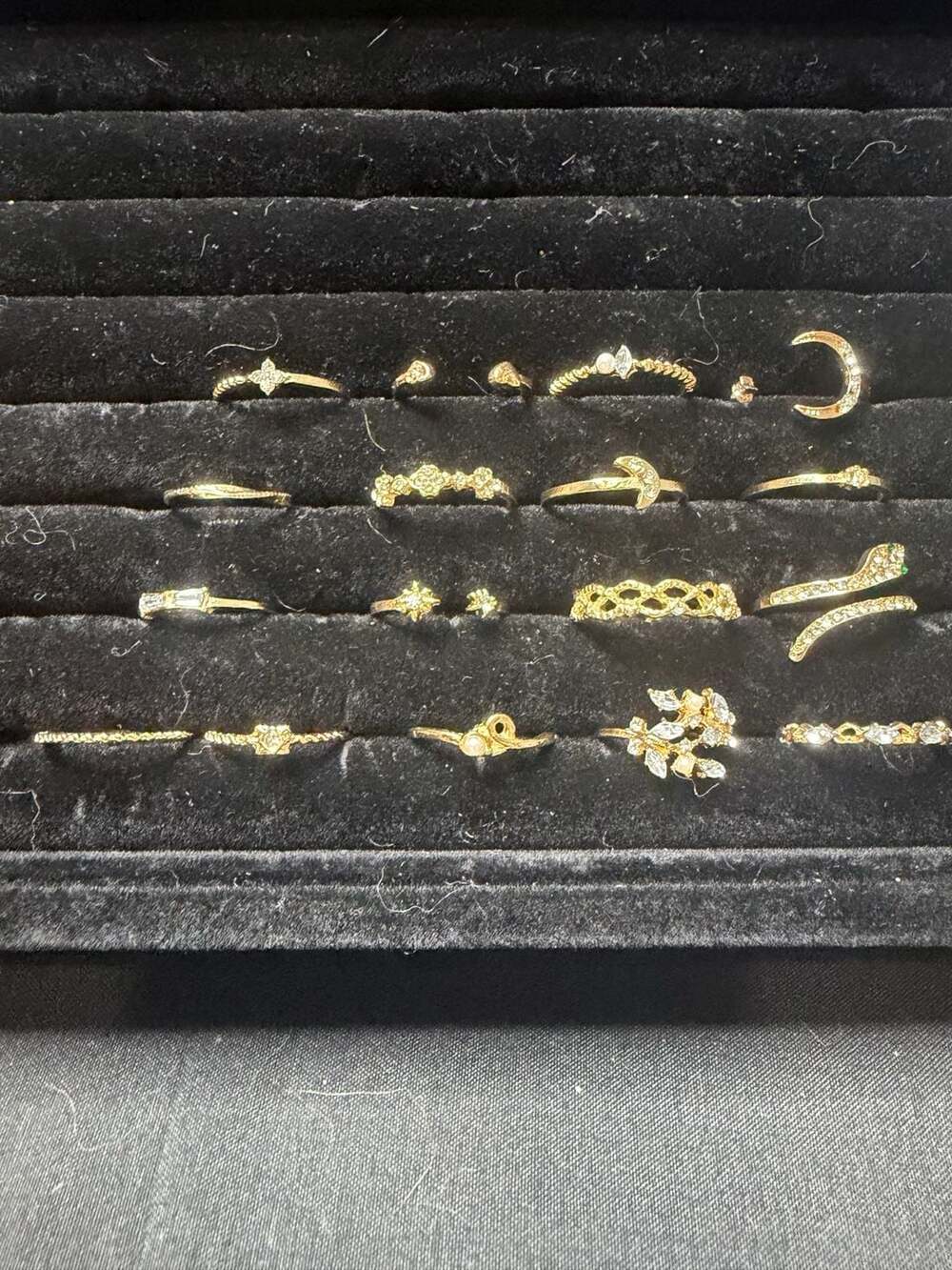 Bohemian Gold Plated Crystal Stacking Ring Set